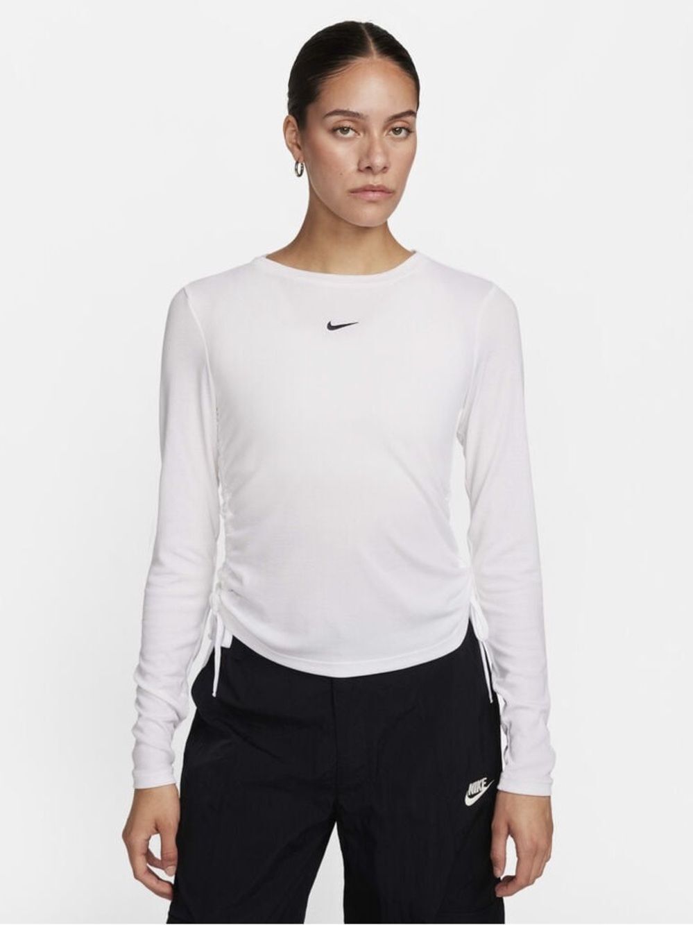 Nike Sportswear Essential Women's Ribbed Long-Sleeve Mod Crop Top Size Medium